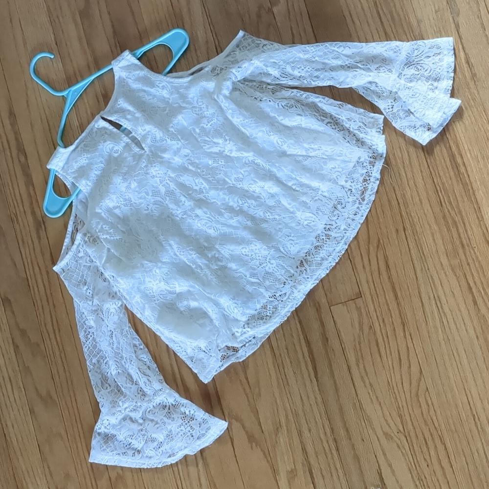 Flowy White Lace Cold Shoulder Top
